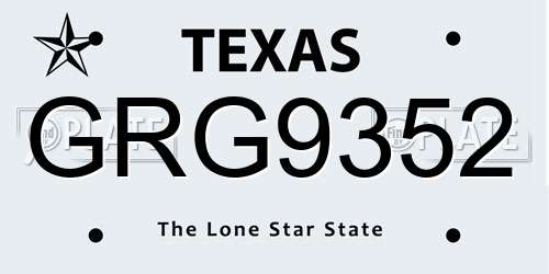 GRG9352 Texas License Plate