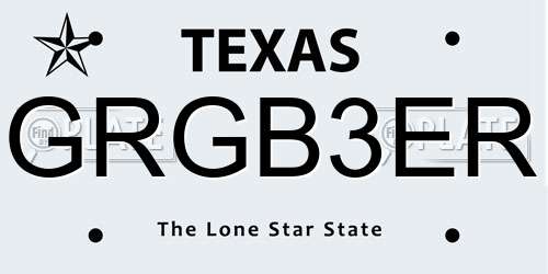 GRGB3ER Texas License Plate
