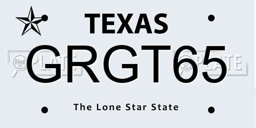 GRGT65 Texas License Plate
