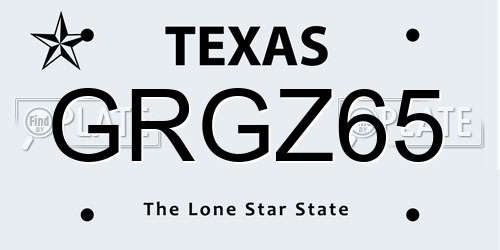GRGZ65 Texas License Plate