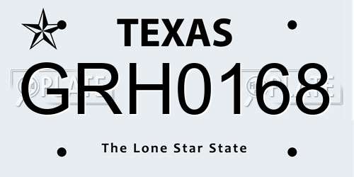 GRH0168 Texas License Plate