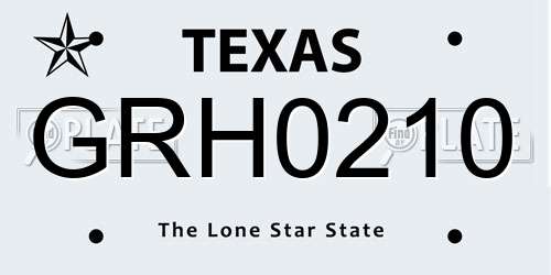 GRH0210 Texas License Plate
