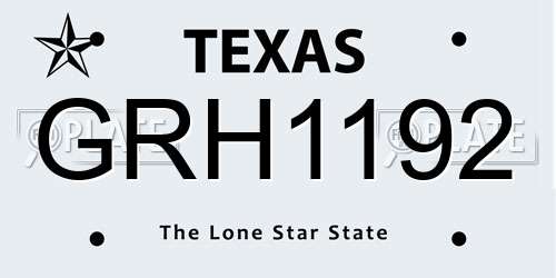 GRH1192 Texas License Plate
