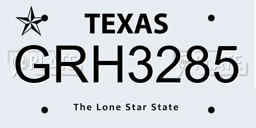 GRH3285 Texas License Plate