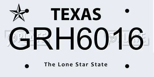 GRH6016 Texas License Plate