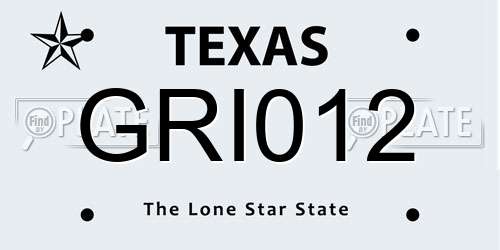 GRI012 Texas License Plate