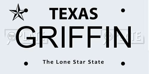 GRIFFIN Texas License Plate
