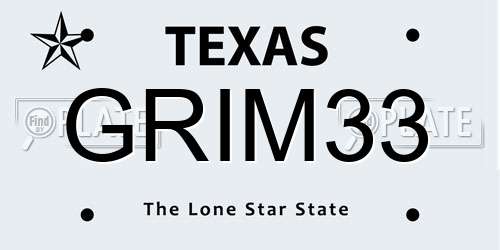 GRIM33 Texas License Plate