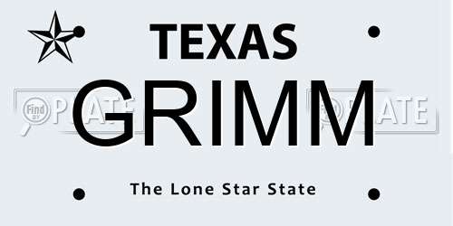 GRIMM Texas License Plate