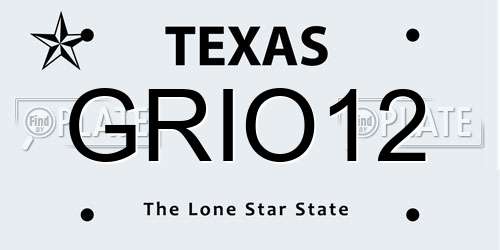 GRIO12 Texas License Plate