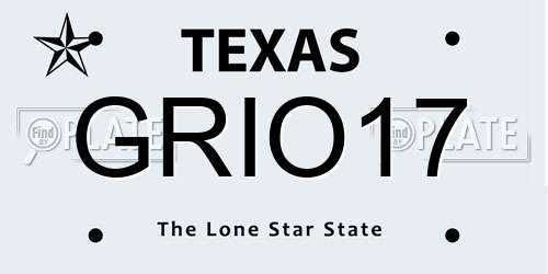 GRIO17 Texas License Plate