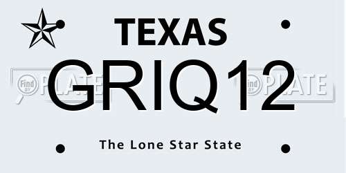 GRIQ12 Texas License Plate