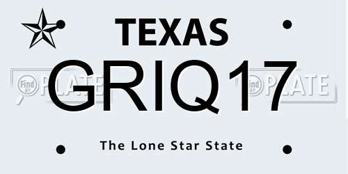 GRIQ17 Texas License Plate