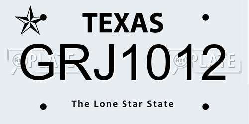 GRJ1012 Texas License Plate