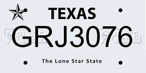 GRJ3076 Texas License Plate