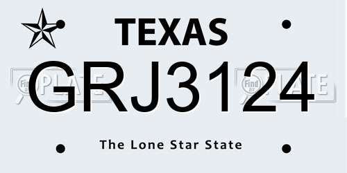 GRJ3124 Texas License Plate
