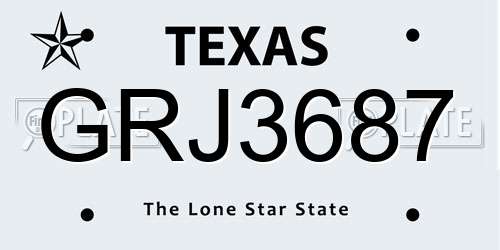 GRJ3687 Texas License Plate