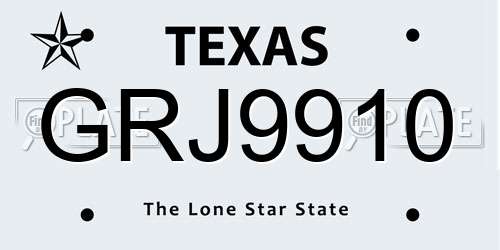 GRJ9910 Texas License Plate