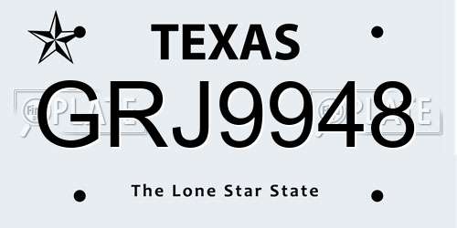 GRJ9948 Texas License Plate