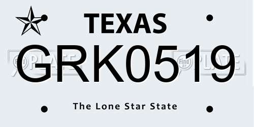 GRK0519 Texas License Plate