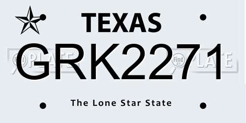 GRK2271 Texas License Plate