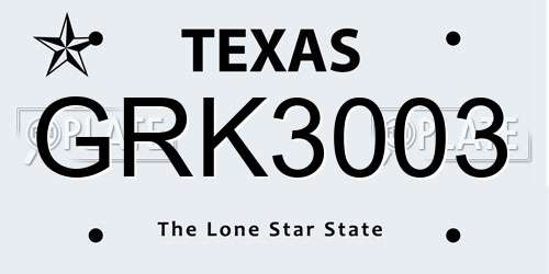GRK3003 Texas License Plate
