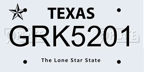 GRK5201 Texas License Plate