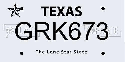 GRK673 Texas License Plate