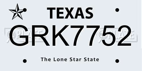 GRK7752 Texas License Plate