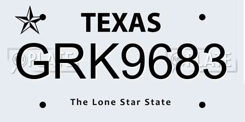 GRK9683 Texas License Plate