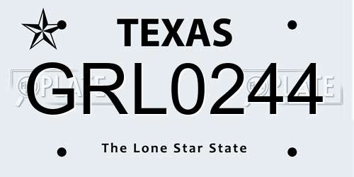 GRL0244 Texas License Plate