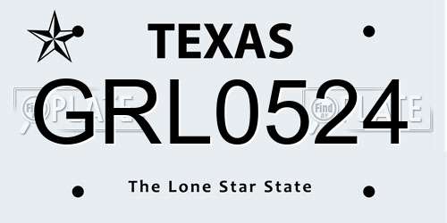 GRL0524 Texas License Plate