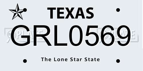 GRL0569 Texas License Plate