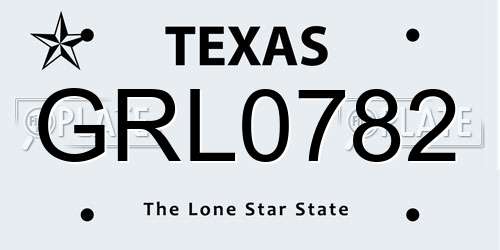 GRL0782 Texas License Plate