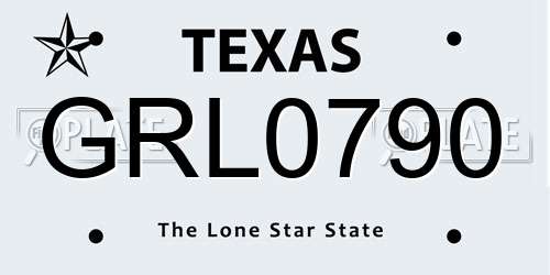 GRL0790 Texas License Plate