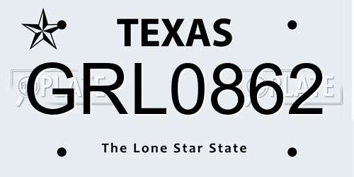 GRL0862 Texas License Plate