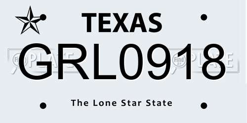 GRL0918 Texas License Plate