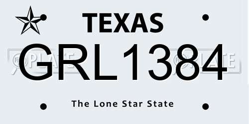 GRL1384 Texas License Plate