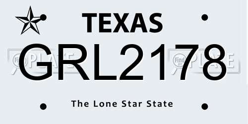 GRL2178 Texas License Plate
