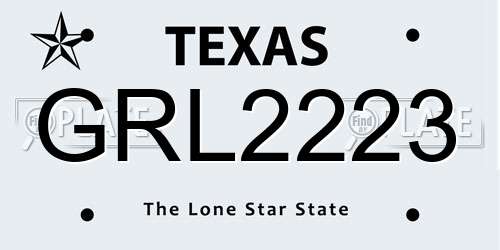GRL2223 Texas License Plate