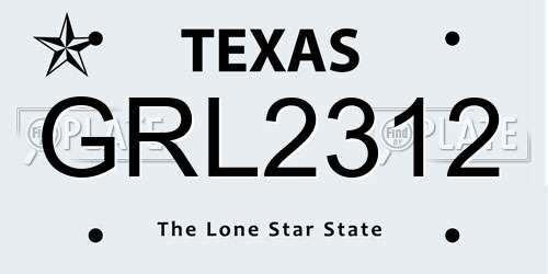 GRL2312 Texas License Plate