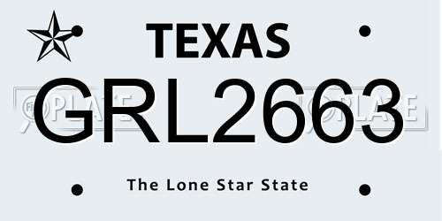 GRL2663 Texas License Plate