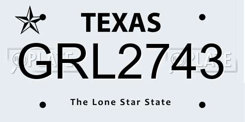 GRL2743 Texas License Plate