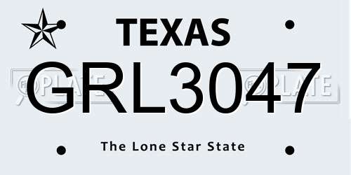 GRL3047 Texas License Plate