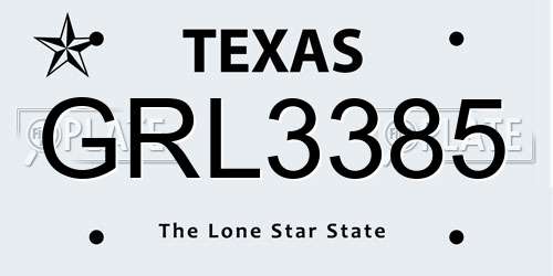 GRL3385 Texas License Plate