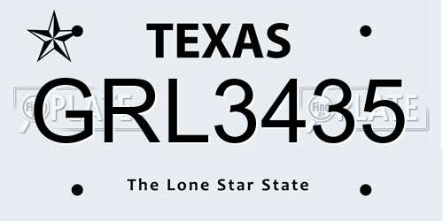 GRL3435 Texas License Plate