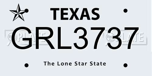 GRL3737 Texas License Plate