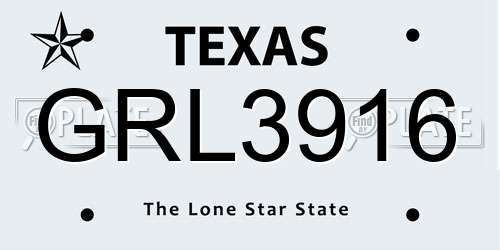 GRL3916 Texas License Plate