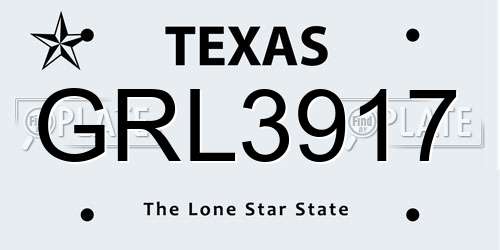 GRL3917 Texas License Plate