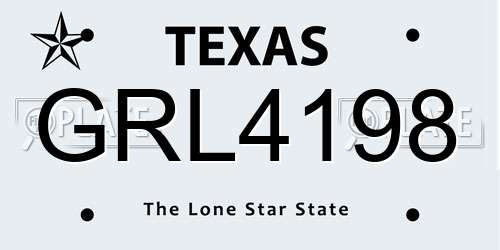GRL4198 Texas License Plate